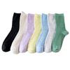 Chaussettes en coton pour femmes, printemps et automne, à nouer, fil idée ravissant, fines, couleur unie, à côtes cylindriques