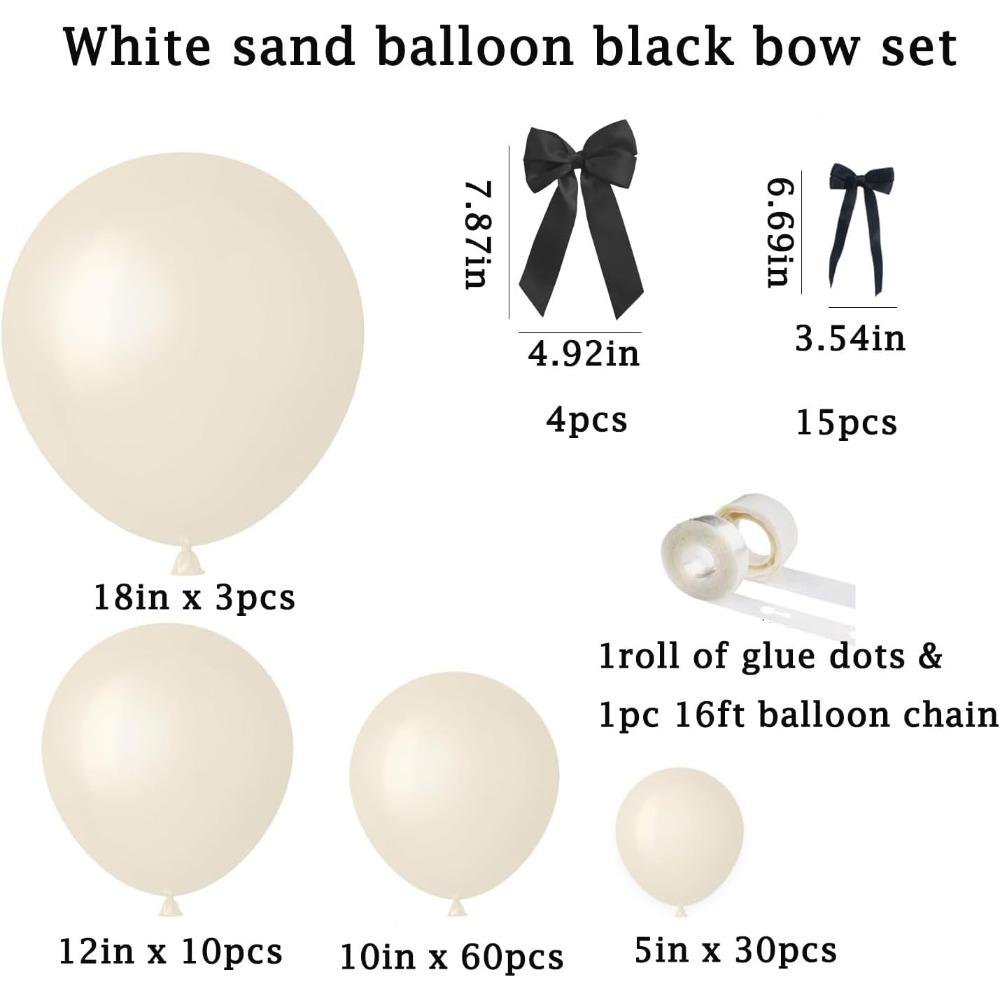 Bogen Ballons Girlande Weiß Sand Ballons Bogen Set, 123 Stück Weiß Nude Ballons 18 Zoll 12 Zoll 10 Zoll 5 Zoll Set mit 19 Stück Schwarz Co