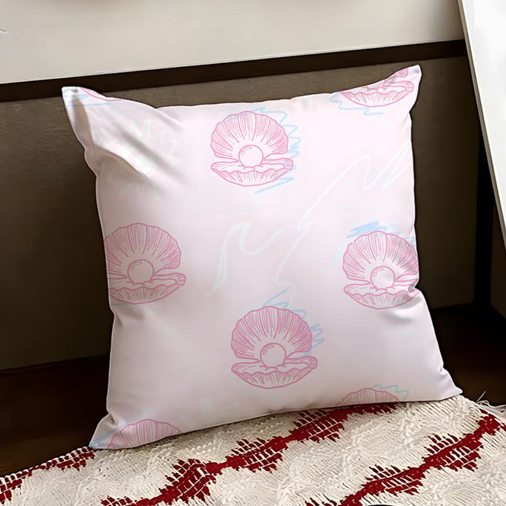 Coral Seashell Pattern Cushion Cover Reversible Soft Durable Pillow Cover Home Car MultiScene Use for Daily Comfort