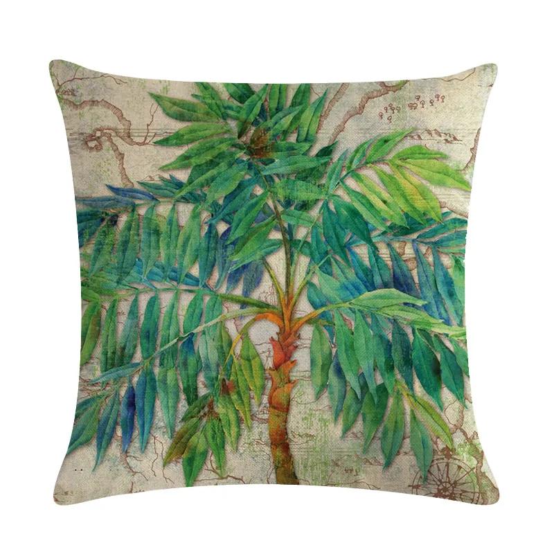 Tropical Rain Forest Banana Tree Coconut Tree Linen Pillowcase Office Sofa Leisure Decoration Cushion Cover