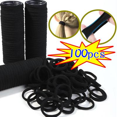 Hochelastische Haargummis für Frauen Mädchen Schwarz Basic Haargummi Stirnband Einfacher Pferdeschwanzhalter Kopfschmuck Haaraccessoires