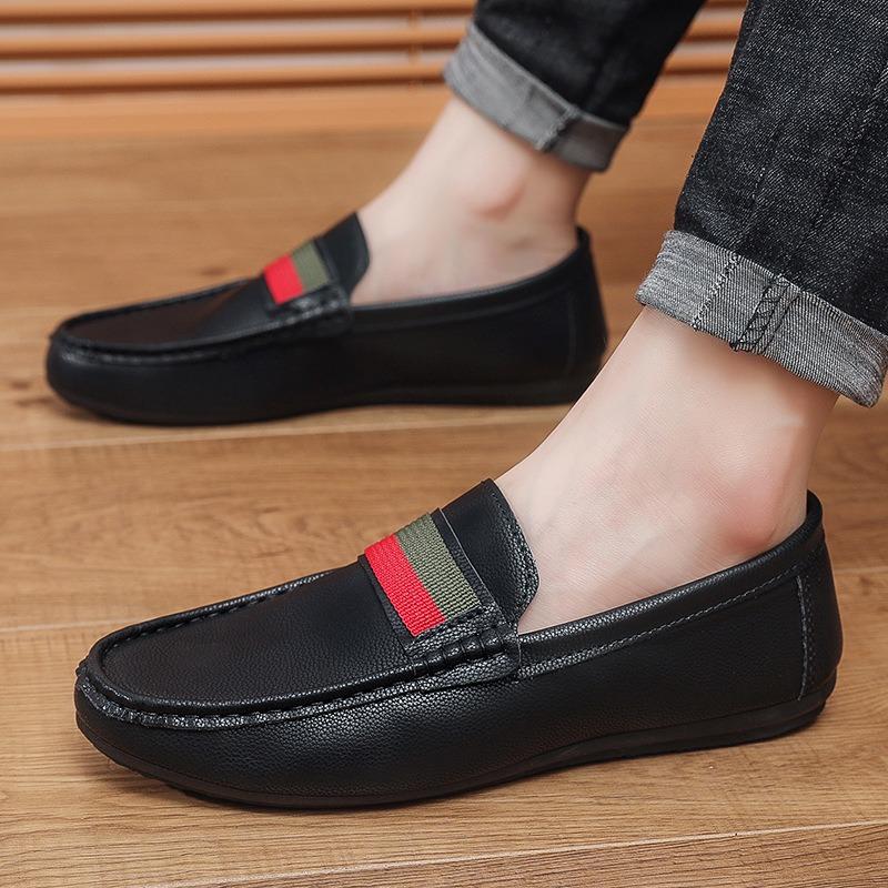 Doudou Schuhe Herren Sommer neue Mode Herrenschuhe vielseitig Herren bequeme weiche Sohle ein Pedal Fahren lässige Lederschuhe Tide