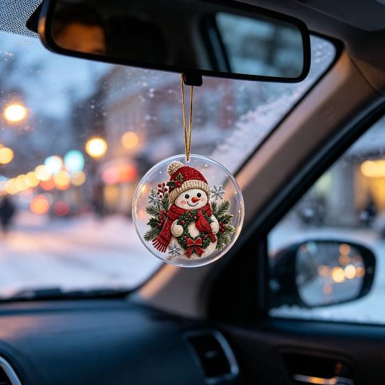 Acrylic Holiday Hanging Ornaments Christmas Ornament, Double Side Printed Santa Pendant for Tree Window, Personalized Gift Tags 2D Flat Festive Decor