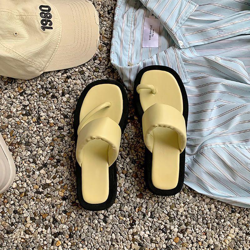 Women's outer cover toe cool slippers 2025 summer Internet celebrity new Korean version muffin platform fashion versatile beach shoes