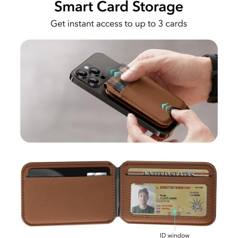 Magnetic Wallet (HaloLock), Compatible with MagSafe Wallet, for iPhone Wallet with Adjustable Stand, for iPhone 16/15/14/13/12 Series