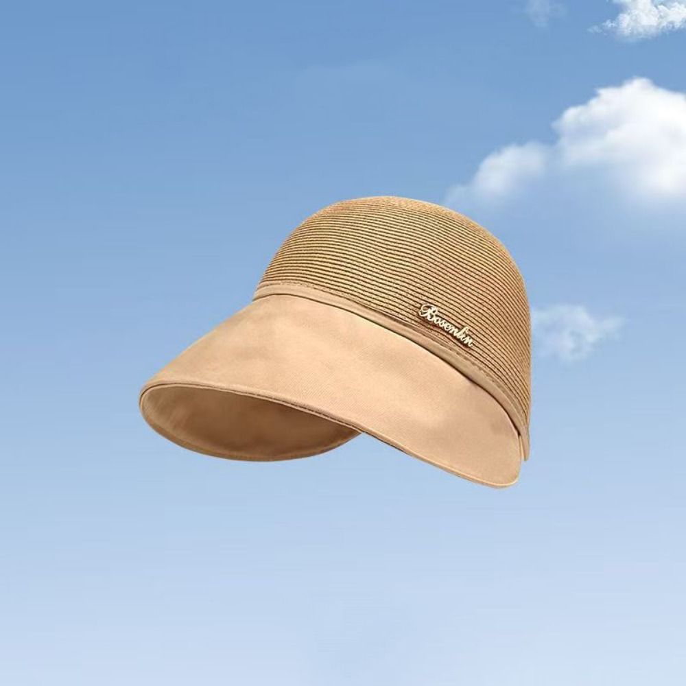 Solid Color Sunshade Cap UV Protection Bucket Sunhat Simple Women's Straw Hat  Outdoor