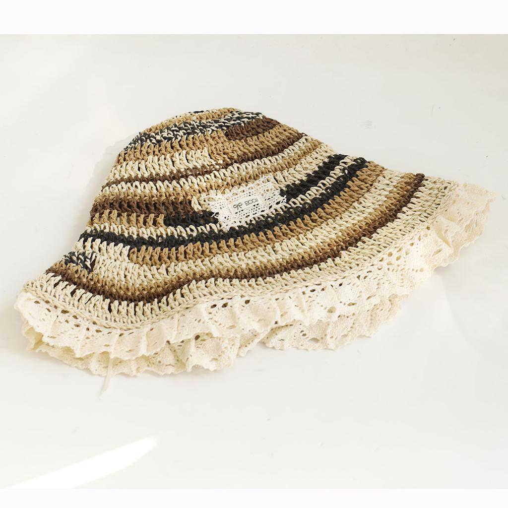 2026 NEW Handmade High quality colorful stripe Sun Hat Floppy Summer Hats For Women Beach Panama Straw Dome Bucket Hat