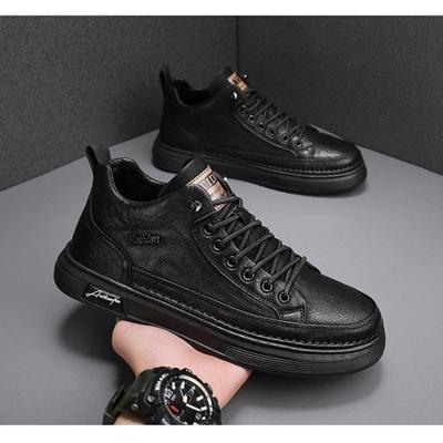 Men Casual Leather Boots  Fashion High Top Men Shoes Trendy Black Sports Leather Shoes Platform Ankle Boots Tênis Masculino