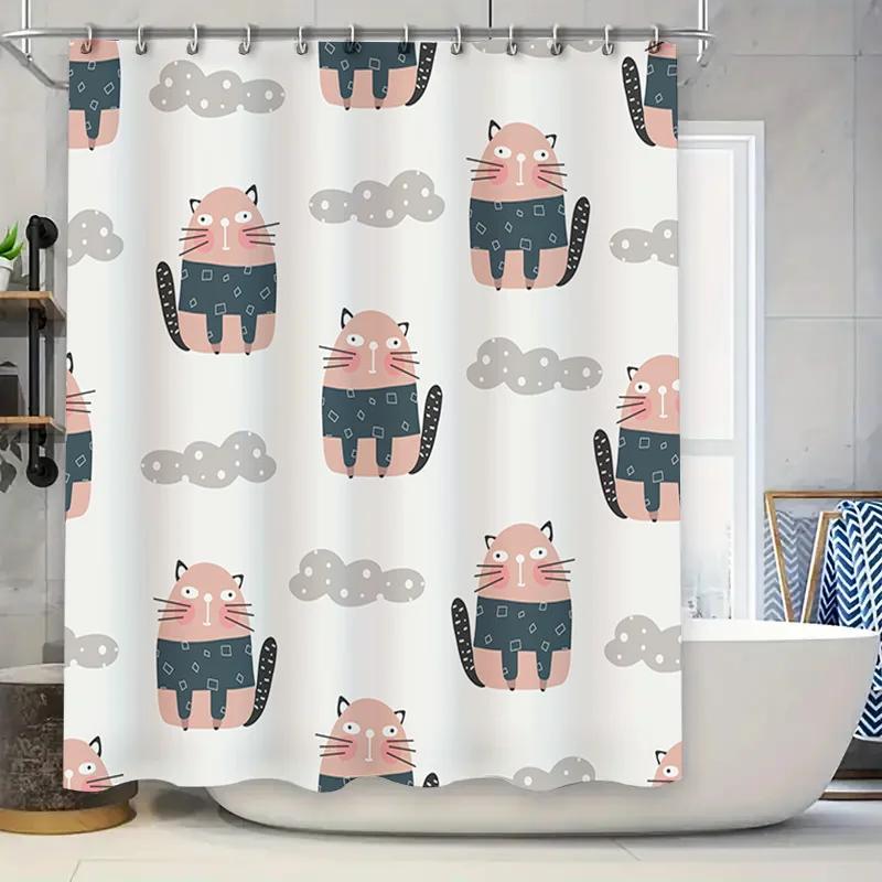 

10-piece set cartoon animal bathroom shower curtains waterproof fabric washable printed home decor accessories for kids rooms W90xH180cm