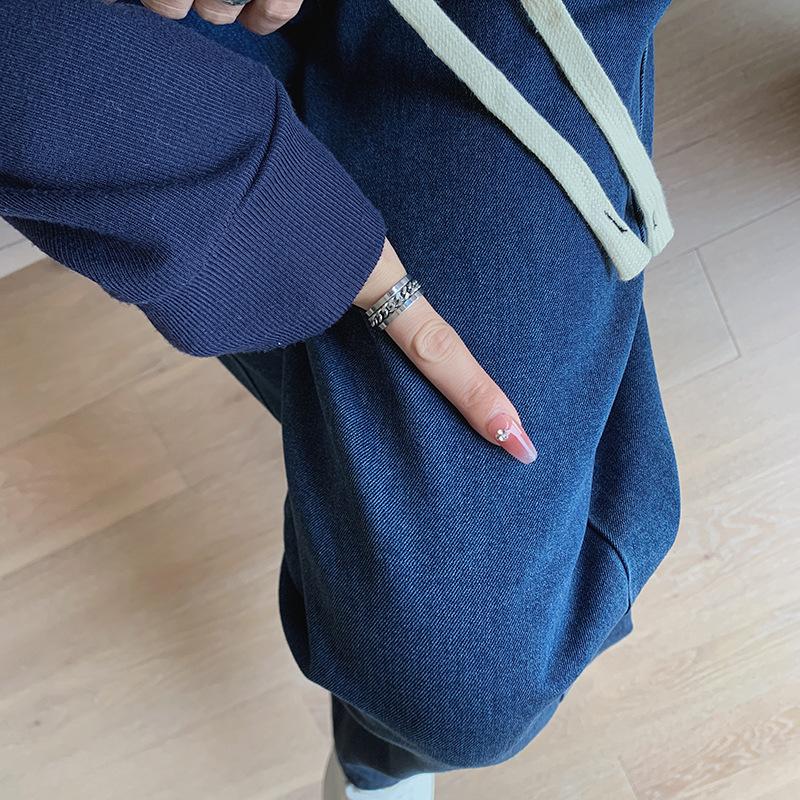 Spring Summer Loose Women Jeans Fashion Drawstring Straight Leg Wide Leg Casual Long Denim Pants Female Plus Size Elegant Trousers 831