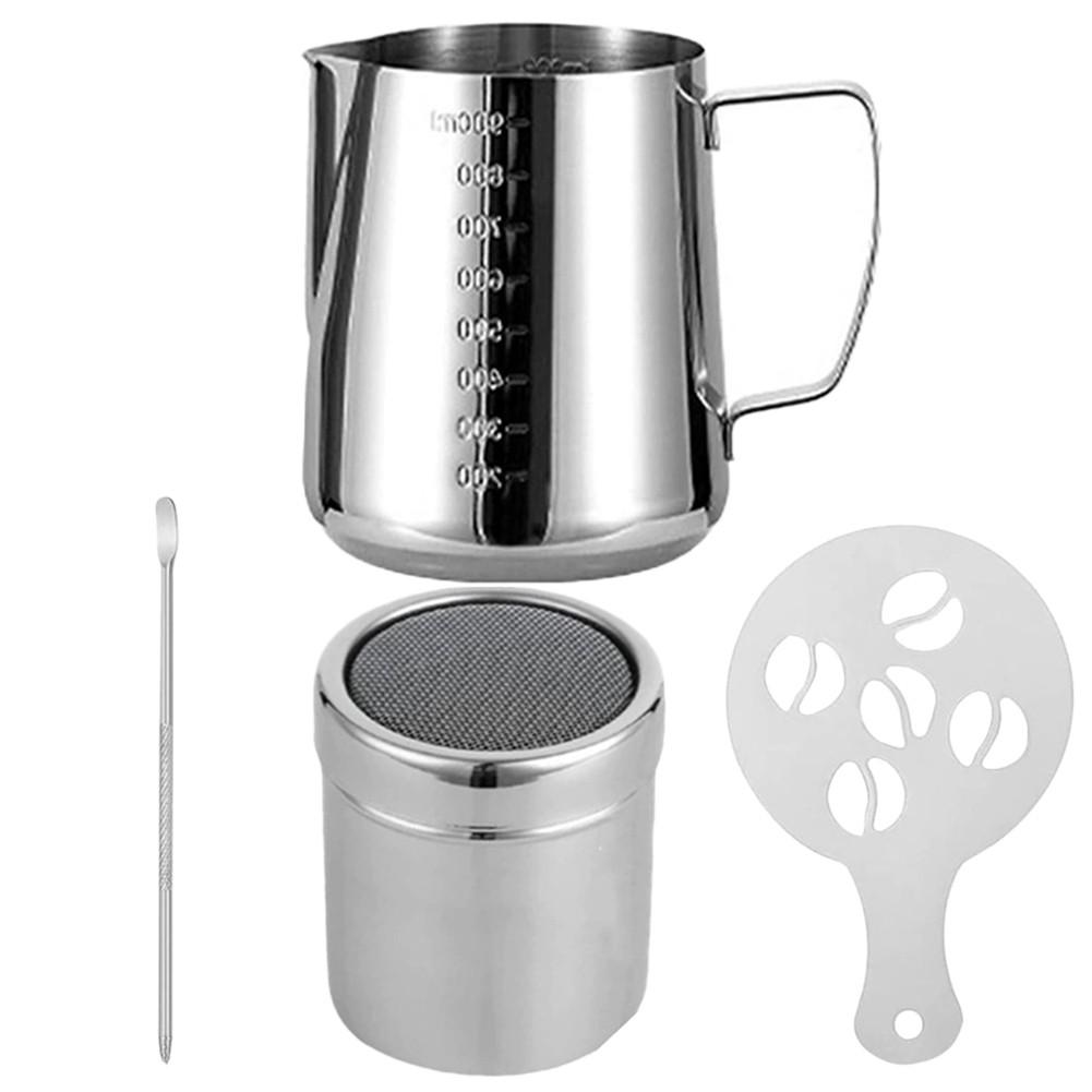 Lightweight Stainless Steel Latte Cup with Drawing Needle and Dusting Pot