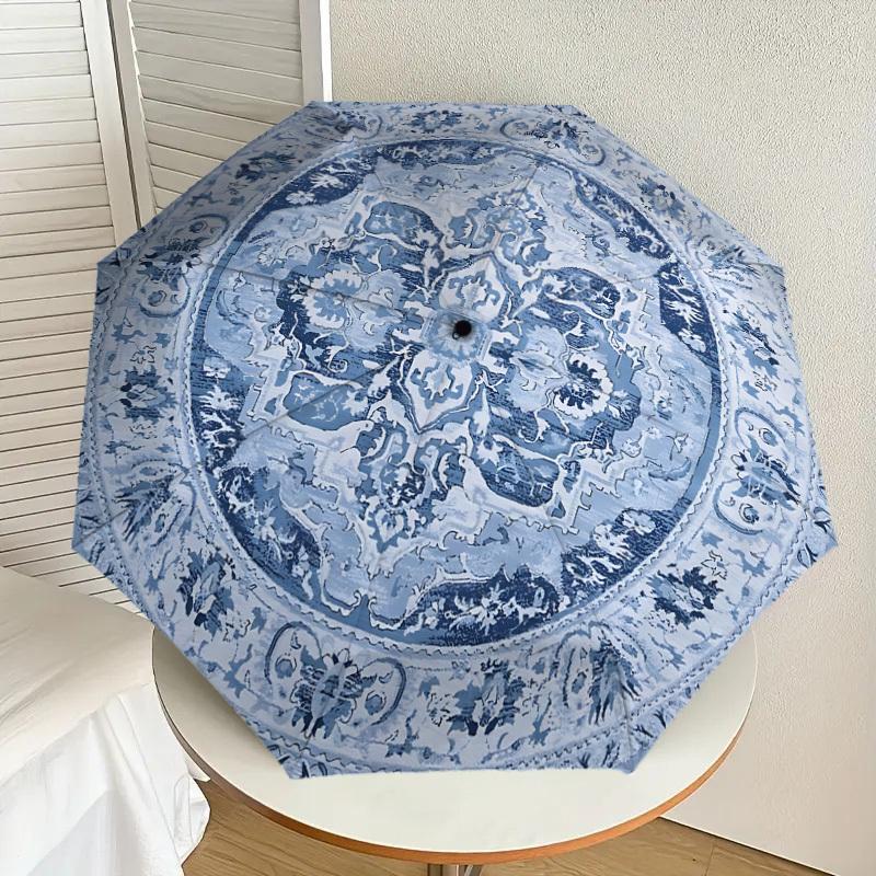 1 Stück Regenschirm mit Blumenmuster - 8 Speichen verstärkt, Automatik-Öffnung, Leicht & Langlebig, Niedliches Modeaccessoire für den Außenbereich, Strand oder Freizeit, Strand U