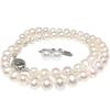 Isowa Pearl Freshwater Necklace Earring Set 7.0-8.0mm White Silver Clasp 73203