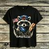 Patriotic Raccoon Vintage Graphic TShirt for Unisex Unisex 100 Cotton Soft Breathable Casual Summer Streetwear Gift