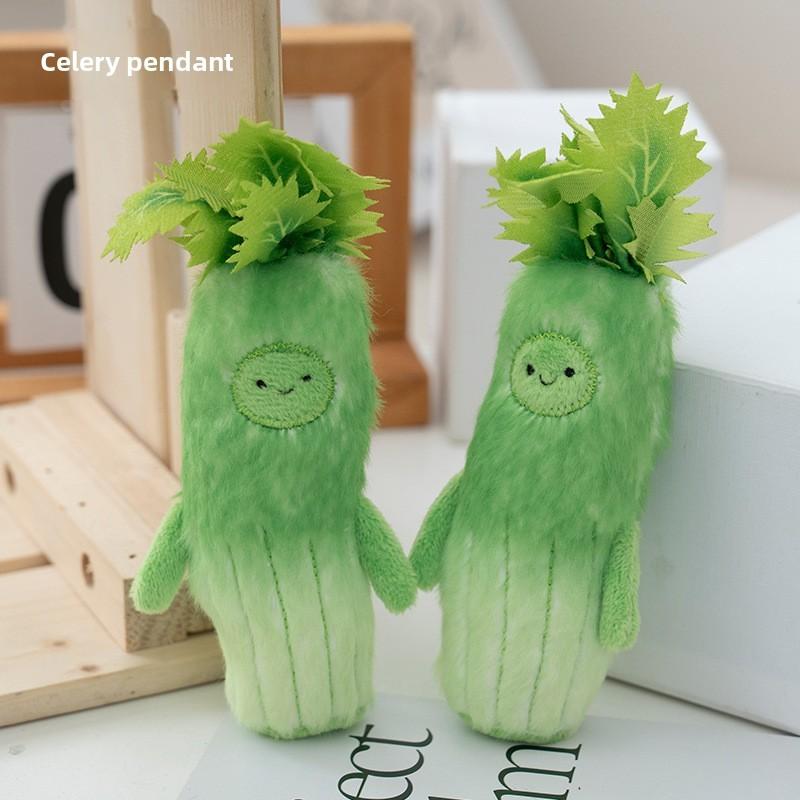 Mini Celery Plush Toy Keychain With Pp Cotton Filling For Bag Accessories