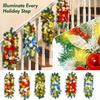 Pre-Lit Cascading Christmas Staircase Garland with and Ornaments for Fireplace, Wall and Mantel Decor