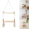 Unique Decorative Floating Tassels Shelf Wood Wall Mounted Storage Rack for Living Room Stylish Bedroom Organizer
