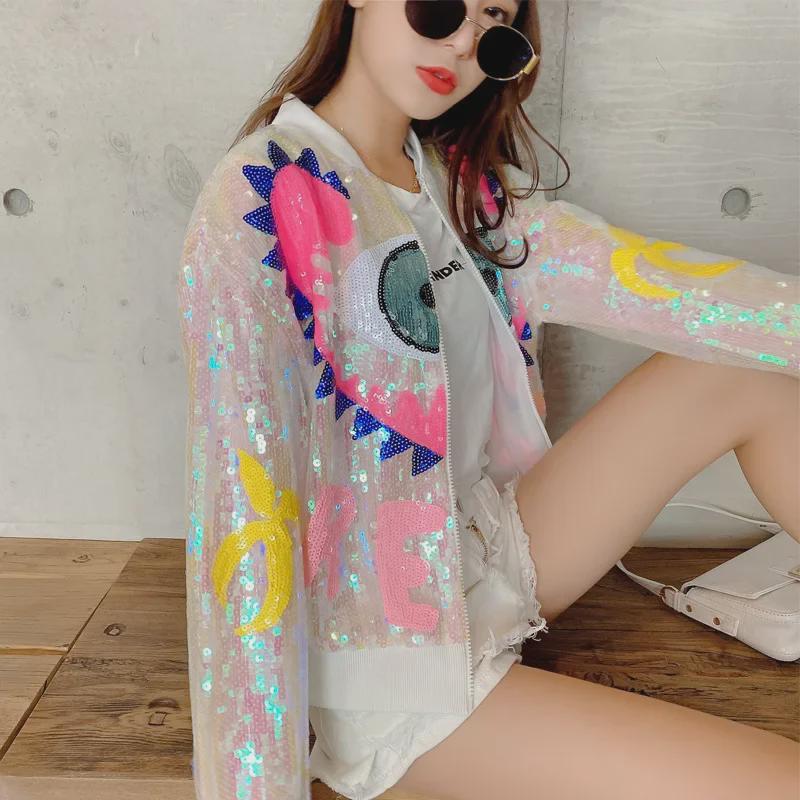 2025 European Station Sequined Eye Stand Collar Long Sleeve Jacket for Women
