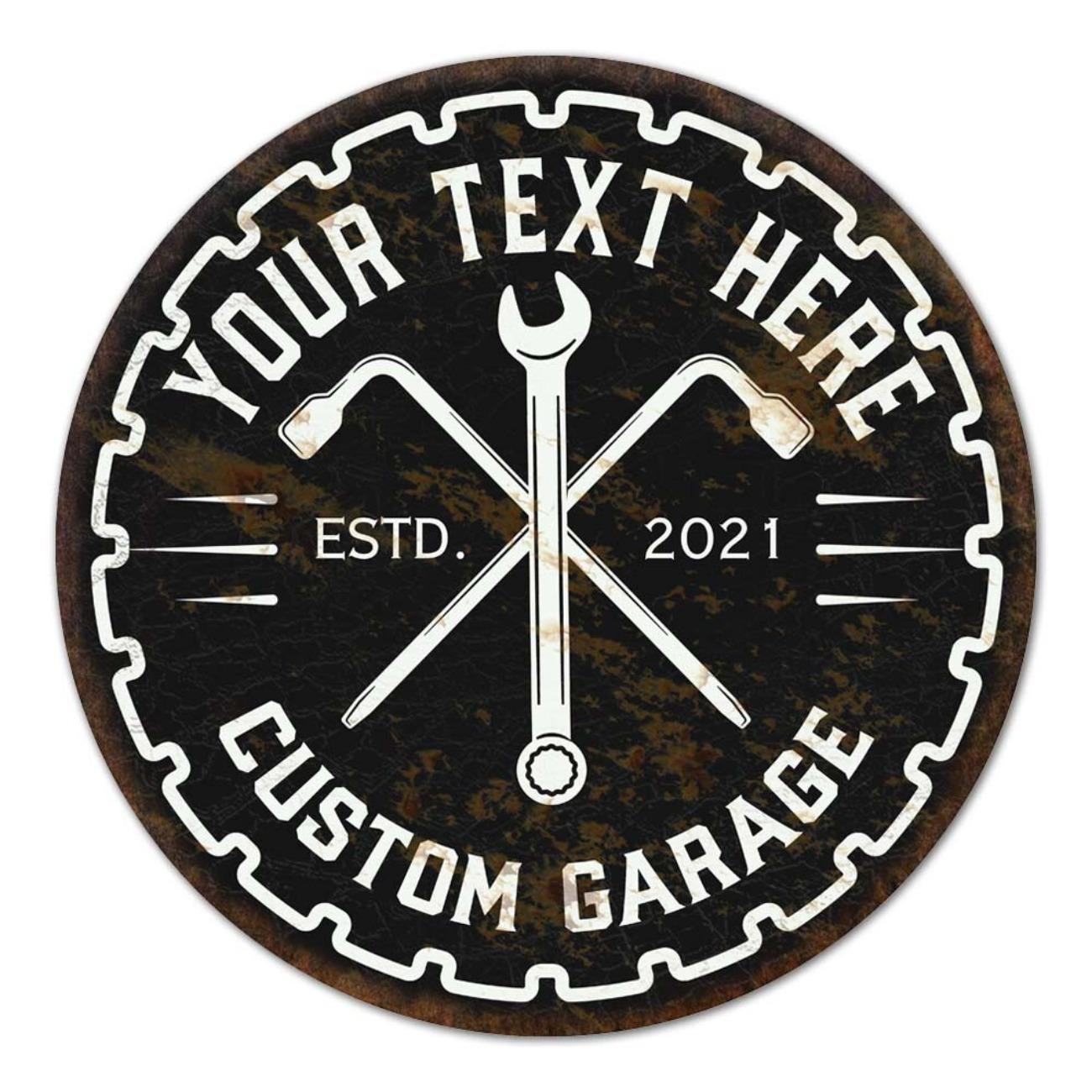 Personalized Metal Wall Sign Custom Garage Workshop Decor белый