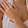 Wind Titanium Steel 18K Gold-Plated With Diamond Small Disc Fashion Bracelet Color-Preserving Women'S Stainless Steel Finger Clip Bead Finger Chain