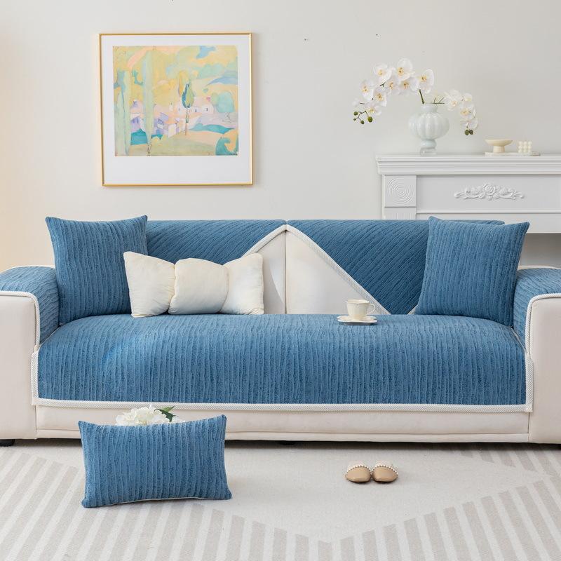 Chenille Cream Style Sofa Cushion, Universal for All Seasons, New High-end Non-slip Cushion Leather Cover and Cover Cloth
