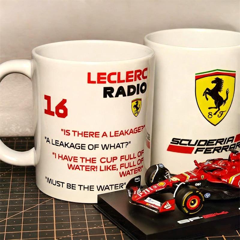 1PC F1 Team Ferrari Racing Charles Leclerc Ceramic Water Cup Coffee Mug Handle Tea Cups Enthusiast Peripheral for Woman Man Gift ZXX1