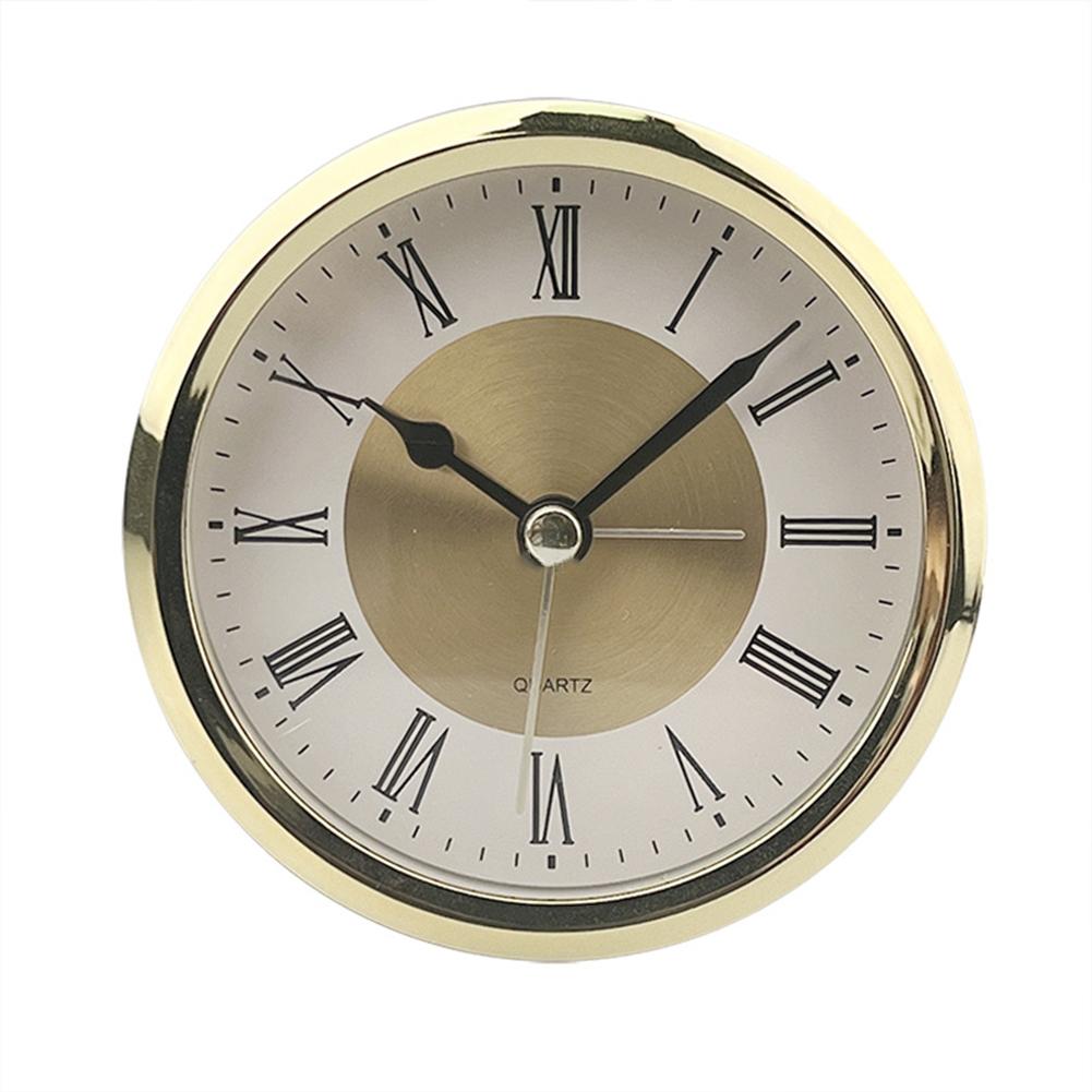 

89mm Round Clock Silver Alarm Hour Inlaid Handicraft Simple Quartz Clock Inner Liner Home Decoration Crafts