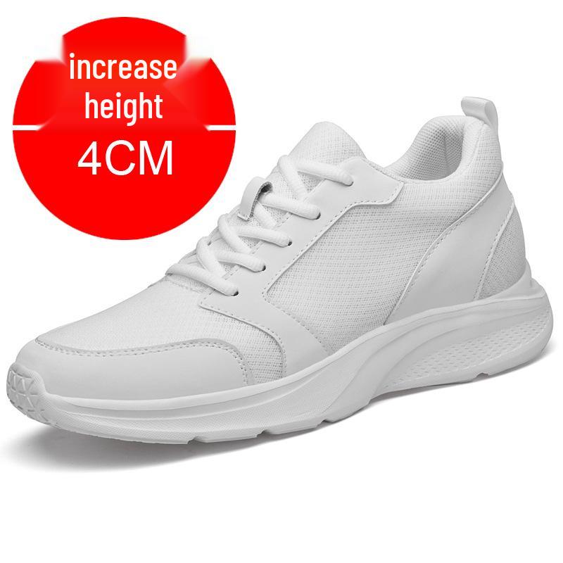 Men s 10cm Height-Increasing White Mesh Sneakers - Breathable, Casual, Sporty 43