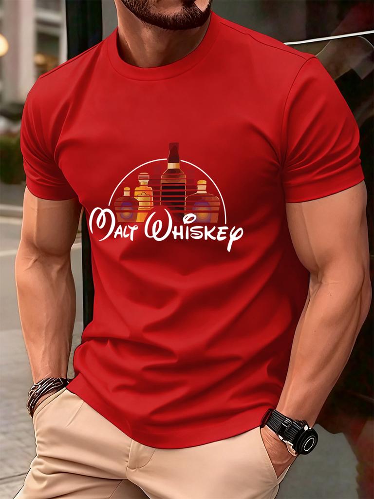 Malt Wiskey Funny Alcool Drunk Prints Men TShirt Cotton Summer Soft Short Sleeve Tops Oversized ONeck T Shirt Casual Clothes