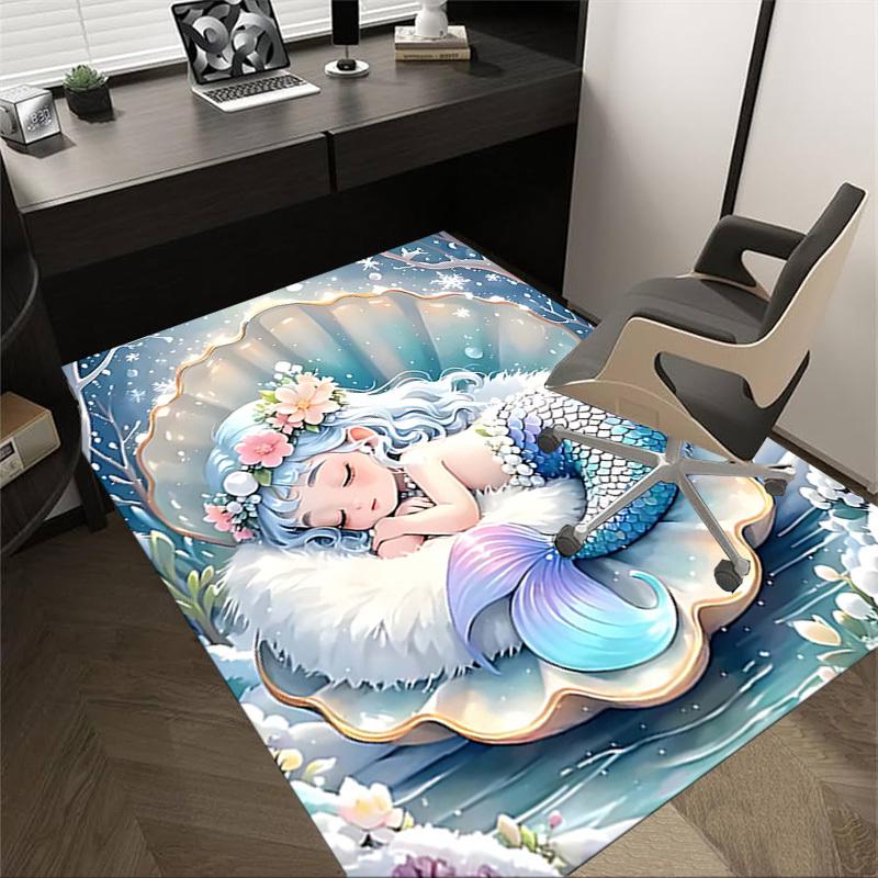 

1PC Mermaid Shell Extra Large Non-Slip Floor carpet, Office, family, bedroom, Studio - Large Area Rug Indoor Rugs, Vibrant Colors-A291 60cm by 90cm