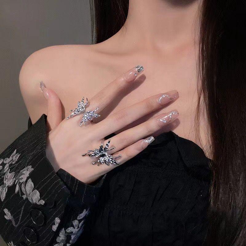 High-End Designer Open Butterfly Ring for Women - Cold Style, Fashionable Statement Piece