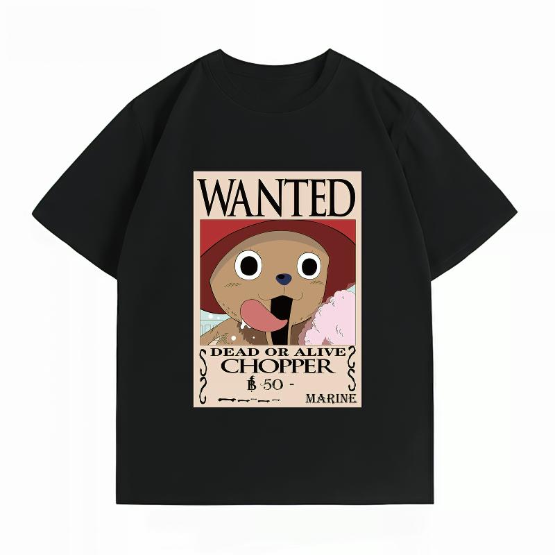 Unisexs Clothing New 100 Cotton Breathable Summer TShirt Bandai One Piece Tony Tony Chopper Wanted Print Casual Tops S