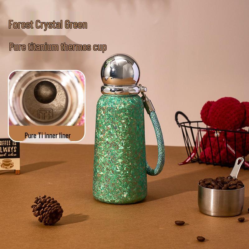 Premium Titanium Antibacterial Insulated Cup with Temperature Lock & Lanyard - Elegant Design for Prolonged Heat Preservation 360ml