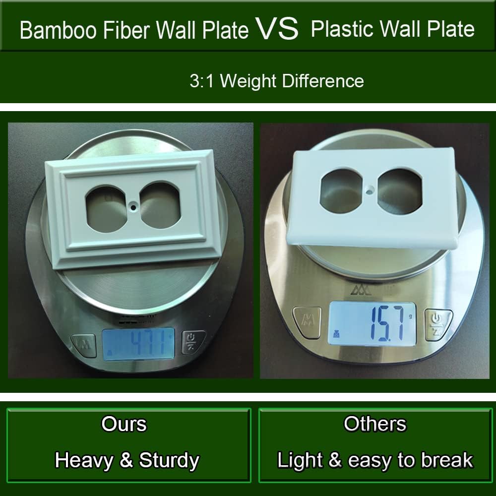 Wall Plates, Duplex Outlet Covers, Toggle Light Switch Plates, Decorator Light Switch Cover, Bamboo Fiber Material Standard Size Wall Plates of