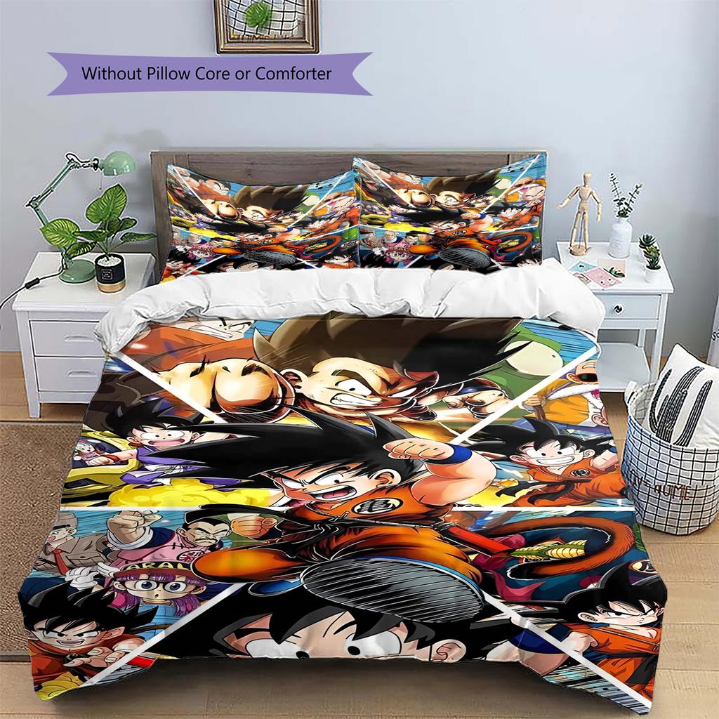 Set cu cuvertură și fețe de pernă cu model de desene animate Decorare casă Cadou de ziua de naștere (1 * husă de pilotă + 2 * fețe de pernă, fără miez)