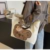Women's Large Casual Canvas Tote - Summer Cartoon Bear Design for College & Commute