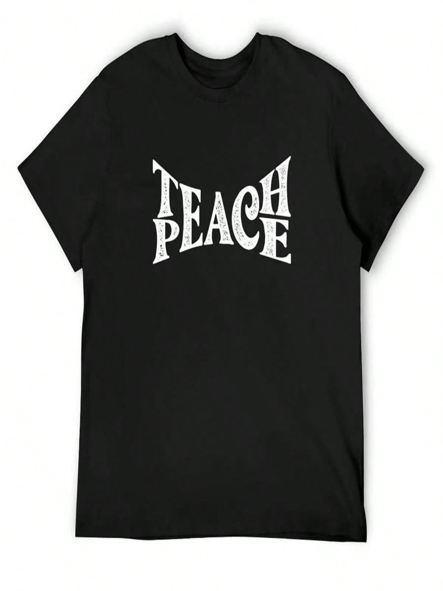Teach Peace Funny T-Shirt Quick Drying Topping Vintage Clothes T Shirt Men S разноцветный