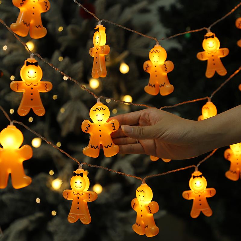 1.5M 10LED Gingerbread Man LED String Lights Christmas Decoration For Home Xmas Tree Hanging Ornaments New Year Party Supplies