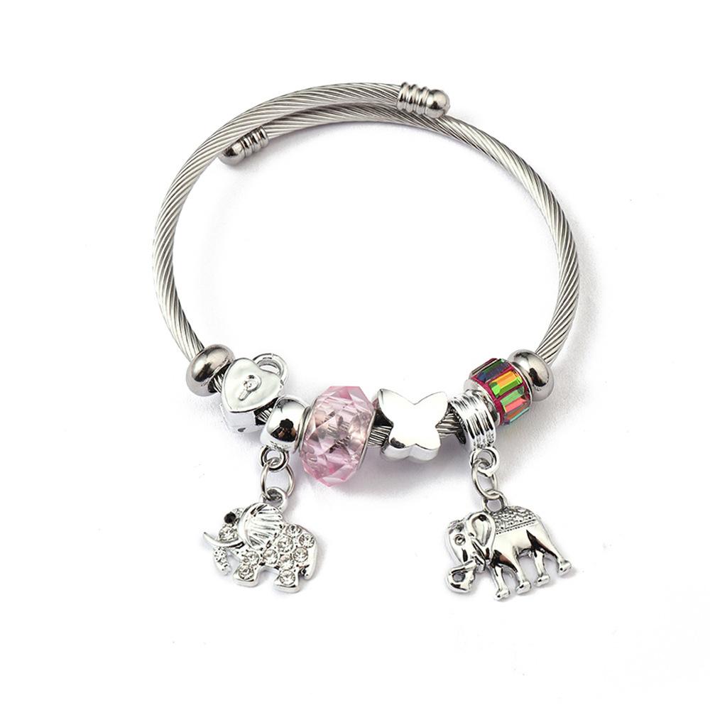 

Простой модный браслет из нержавеющей стали с подвеской из хрустальной бусины, унисекс, ювелирное изделие