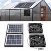 Solar Exhaust Fan Kit Rain Proof 2x5W Exhaust Ventilation Cooling Fan with 10W Foldable Solar Panel for Outdoor   Pet House Utility Room