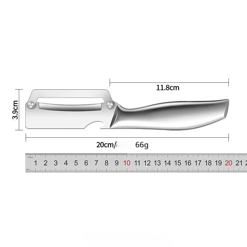 

Индукционный стальной нож для чистки овощей, многофункциональная овощечистка, кухонный специальный инструмент для фруктов 2-в-1, терка для дыни, цельностальной нож для сахарного тростника