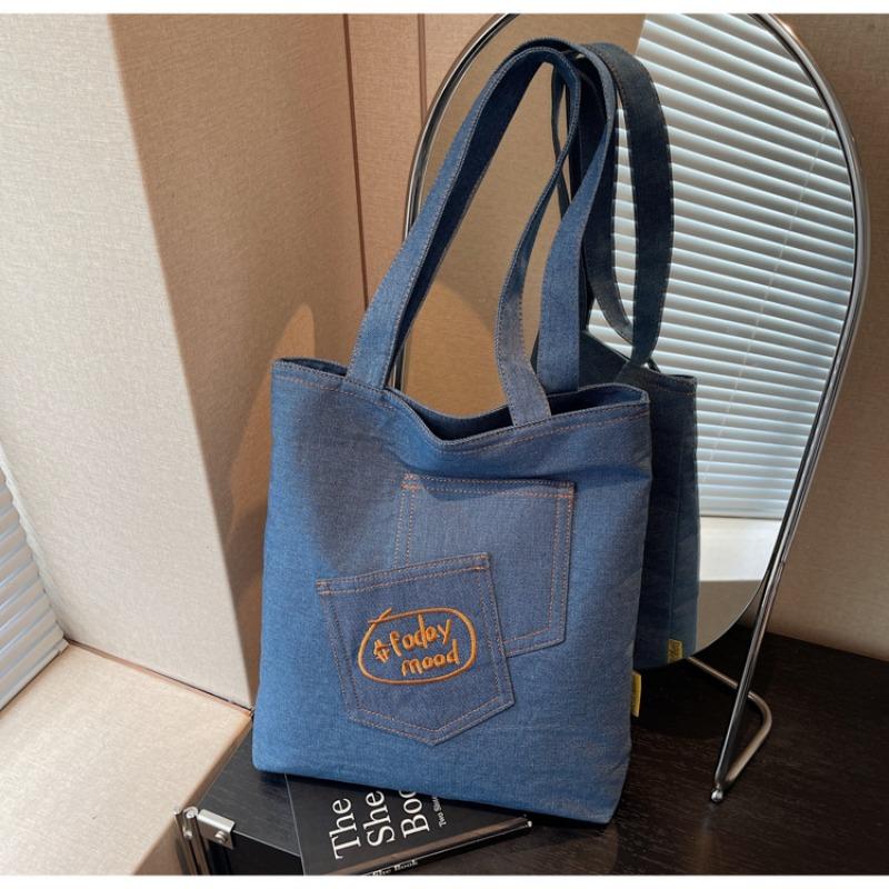 New Canvas Bag Large Capacity Student Commuting Shoulder Tote Bag Cute Print Small Fresh Student
