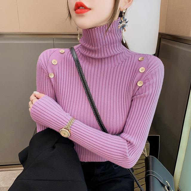 

Длинные рукава водолазка свитера женские Ins новая мода весна осень Ins верхняя свободная верхняя одежда универсальная повседневная одежда Y2k S фиолетовый