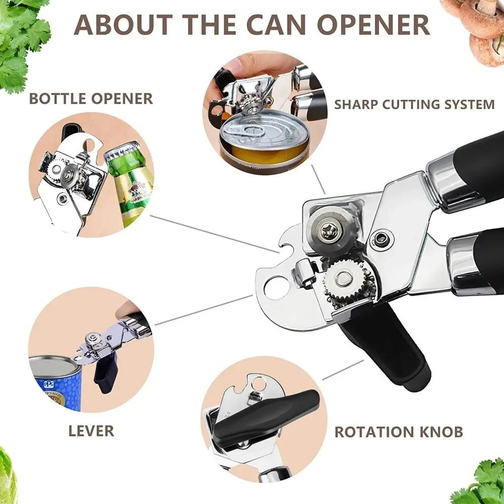 1pcs Can Opener Stainless Steel Manual Multi-functional Power Can Knife Opener Kitchen Can Opener Household Can Opener