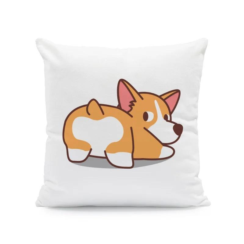 Fun Corgi Cartoon Pillowcase Car Ornaments Office Living Room Sofa Home Pillowcase