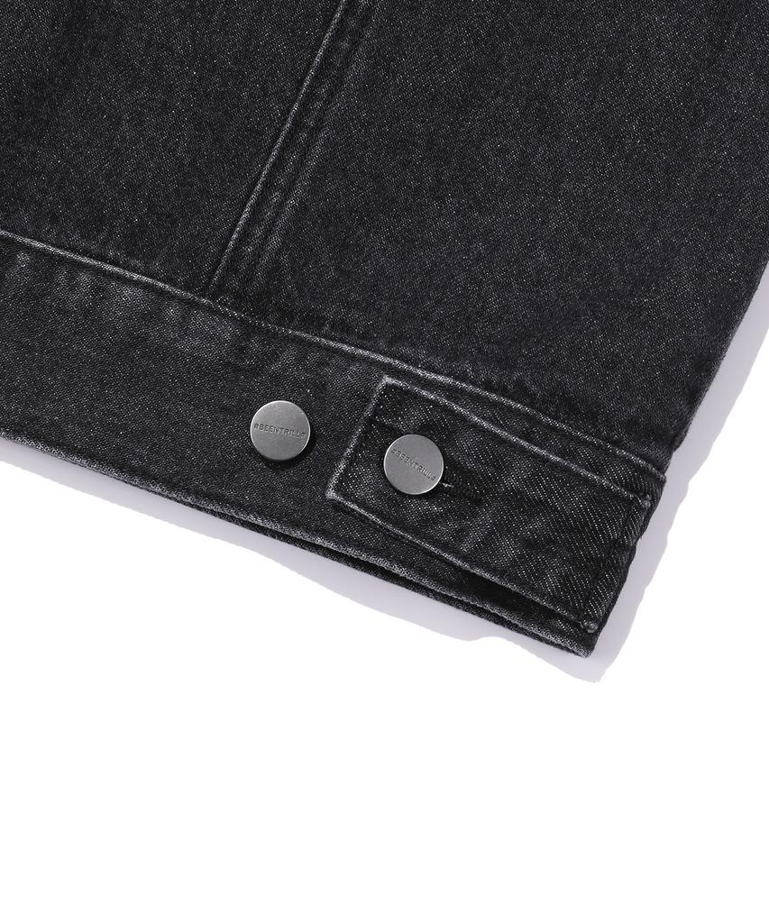 Beentrill Vintage Washed Denim Trucker Jacket (Black)