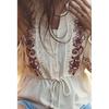 Summer New Product Women's Clothes French Vintage Style Loose with Accessories Embroidered Crew Neck Long Sleeves Shirt 7200039
