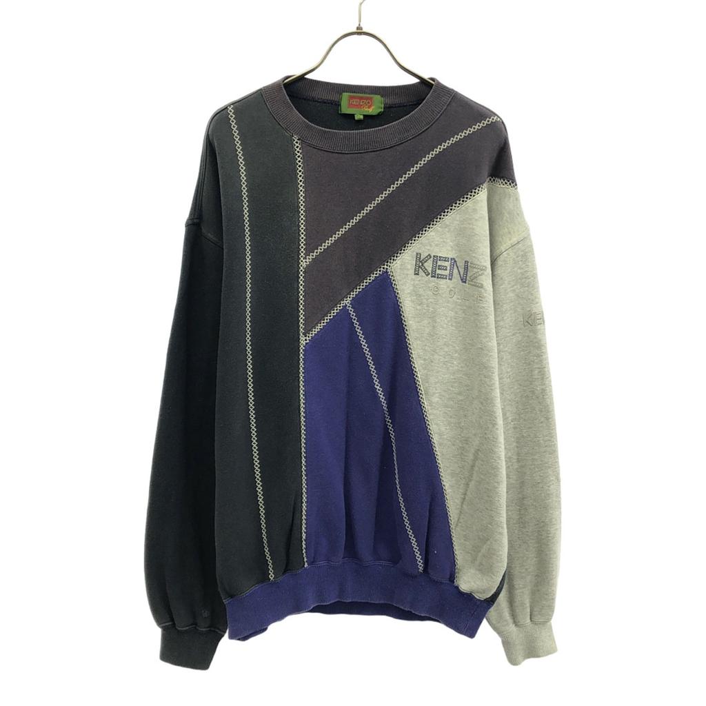 KENZO GOLF 90s Made in Japan Old Logo embroidery Long sleeve Openwork knitting sweat Men's Used