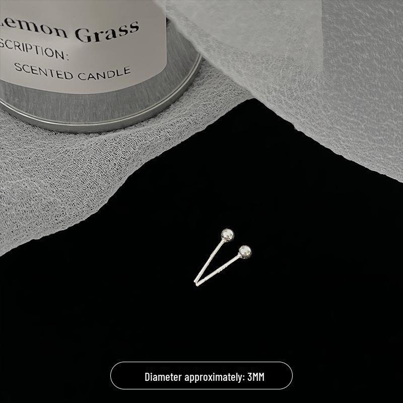 

Серьги-гвоздики из серебра 925 пробы: Элегантный маленький круглый шар для женщин - Японский корейский стиль