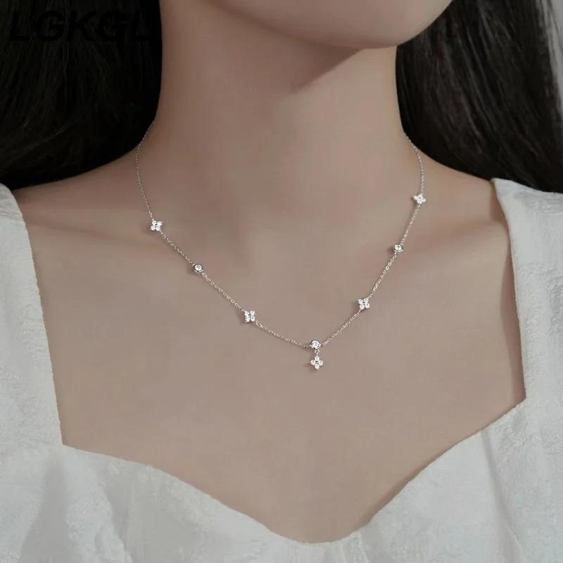 Read Sterling Silver Plated 18K Gold Sparkling Zircon Flower Necklace for Women Girl Exquisite Party Jewelry Gifts